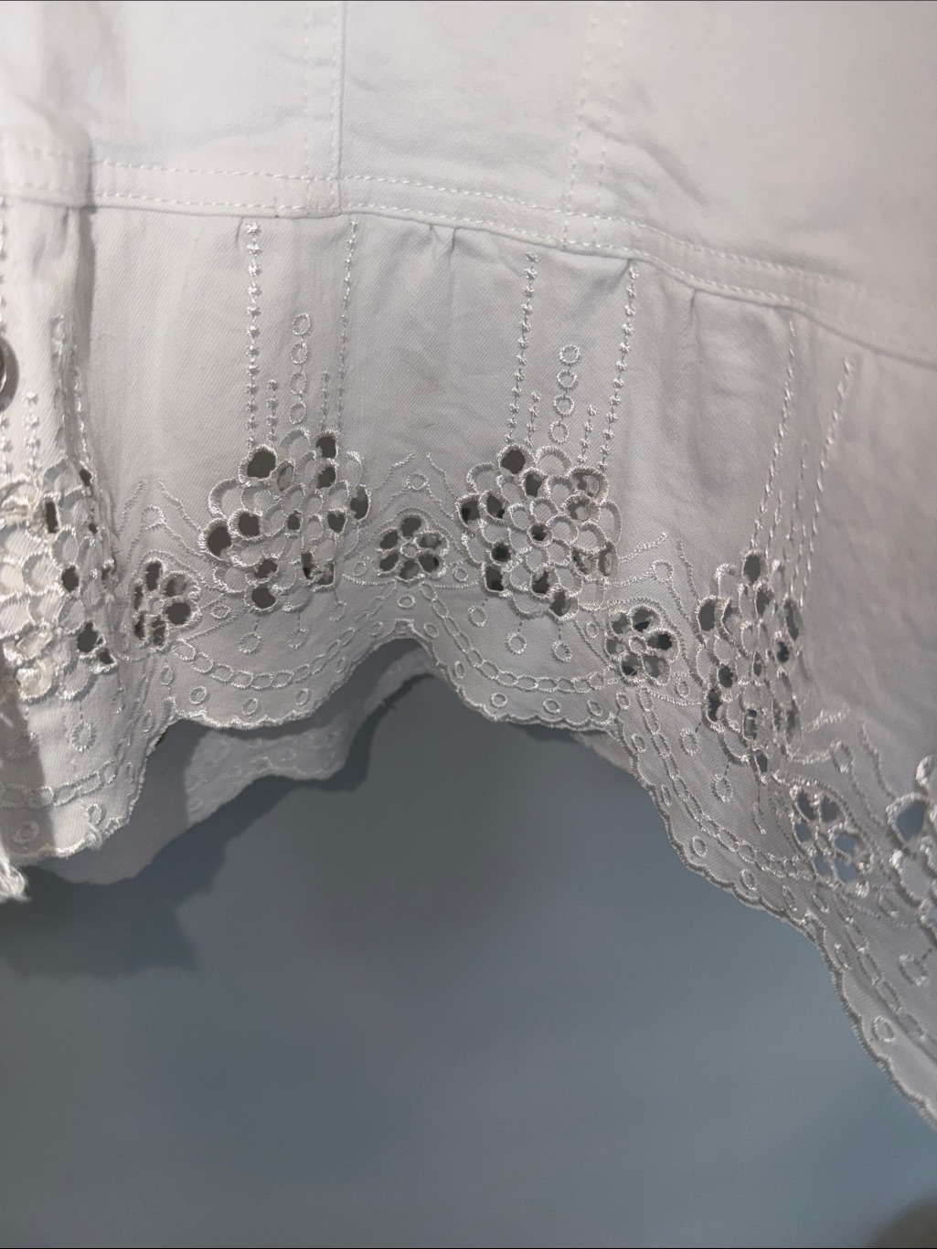 Susan Graver Stretch Embroidered Peplum Denim Jacket — image 3 of 6